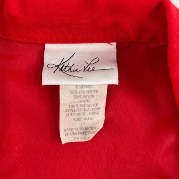 Red Kathie Lee Womens Blazer Jacket Size 12 50% Polyester 50% Rayon Vintage MWT - Picture 2 of 6